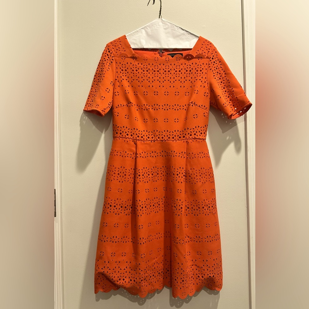 Banana Republic Orange Eyelet Fit & Flare Dress – Size 4